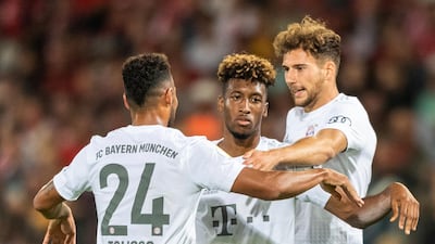 Kingsley Coman, centre, is one of the players tasked with filling the voids left by Franck Ribery and Arjen Robben. AP Photo
