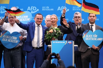 Alice Weidel, centre, was formally nominated on Saturday as the AfD's candidate for chancellor. Getty Images