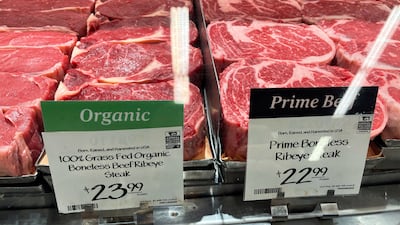 Meat in a Los Angeles supermarket as rising inflation affects US consumer prices. Reuters