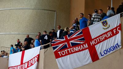 Sours fans look on ahead of the Europa League match against AS Monaco at the Stade Louis II on Thursday night. Julian Finney / Getty Images