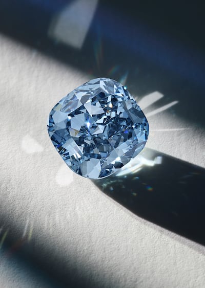 A fancy vivid blue diamond has an estimate of up to $12 million. Photo: Sotheby's