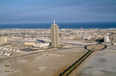 The Dubai World Trade Centre and Sheikh Zayed Road in 1978. Alamy