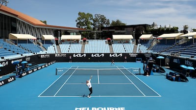 Meshkatolzahra Safi and Anja Nayar in action during their first round match. Getty Images