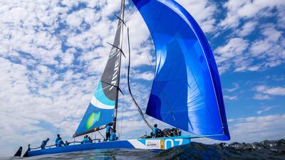 Feench yacht Paprec Recyclage races in the 52 Super Series regatta in Cape Town, South Africa, on Wednesday, March 4. EPA