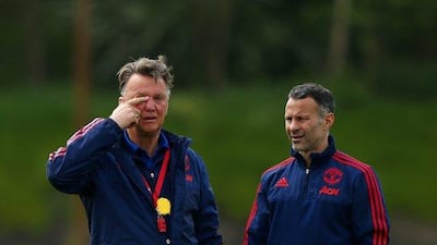 Louis van Gaal, left, with his assistant manager Ryan Giggs. Manchester United contest the FA Cup final against Crystal Palace at Wembley, a competition they have not won in 12 years. Dave Thompson / Getty Images