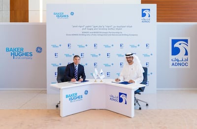 Adnoc and Baker Hughes signed a strategic partnership agreement in October. Baker Hughes will acquire a five per cent stake in Adnoc Drilling. Courtesy Adnoc