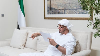 Sheikh Mohamed bin Zayed receives a briefing via video conference on the latest national efforts to combat Covid-19.