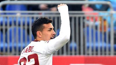 AS Roma's Leandro Paredes celebrates his goal during his side's 2-1 win over Cagliari in Serie A on Sunday. Gabriel Bouys / AFP / February 8, 2015