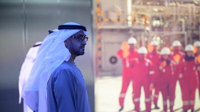 Sheikh Mohamed during his tour of Adnoc. Photo: Hamad Al Kaabi / UAE Presidential Court