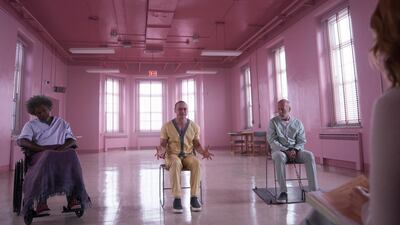 Samuel L Jackson, James McAvoy and Bruce Willis star in M Night Shyamalan’s ‘Glass’. Courtesy Universal Pictures
