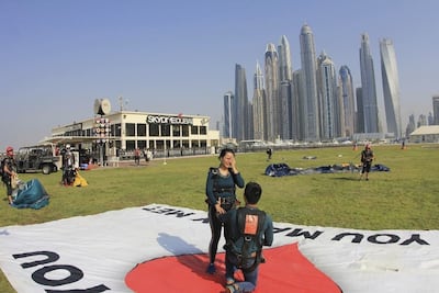 Skydive Dubai has helped facilitate more than 300 wedding proposals. Photo: Skydive Dubai photographer