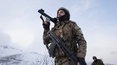 Syrian army units continue patrol and deployment activities along the Lebanon border, in the Qalamoun region north-east of Damascus, in January. AFP