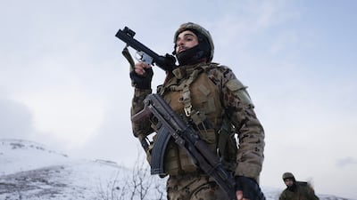 Syrian army units continue patrol and deployment activities along the Lebanon border, in the Qalamoun region north-east of Damascus, in January. AFP