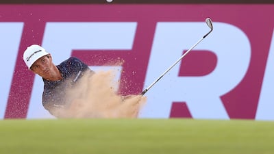Thorbjorn Olesen of Denmark plays out of a bunker on to the 18th green during the final round. Getty Images