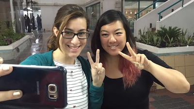 Juman and Evelyn in Abu Dhabi in 2015. Evelyn Lau / The National