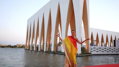 Egyptian actress and co-founder of the film festival Bushra Rozza on the red carpet. Photo: El Gouna Film Festival; AFP