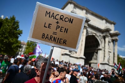 A left-wing demonstration in Marseille against the appointment of Prime Minister Michel Barnier by French President Emmanuel Macron. AFP