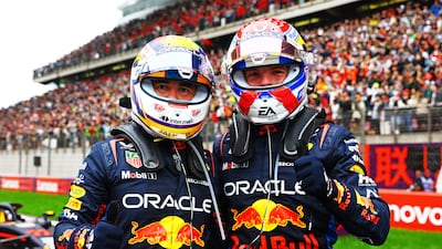 Max Verstappen alongside Red Bull teammate Sergio Perez. Getty Images