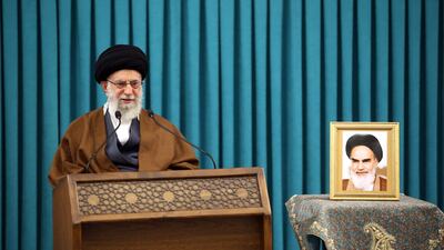Iranian supreme leader Ayatollah Ali Khamenei marked the 33rd anniversary of revolutionary leader Ruhollah Khomeini's death with criticism of what he called Iran's enemies. EPA