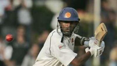 The Sri Lankan cricketer Thilan Samaraweera bats during the second day of the first Test against India.