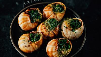 Snails in parsley butter.