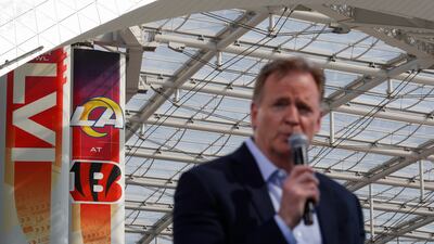 NFL Commissioner Roger Goodell delivers a news conference outside of SoFi Stadium. EPA