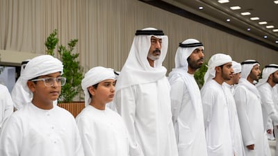 Sheikh Hamdan bin Shakboot, Rear Admiral Pilot Sheikh Saeed bin Hamdan, Commander of the UAE Naval Forces, and Sheikh Mubarak bin Nahyan