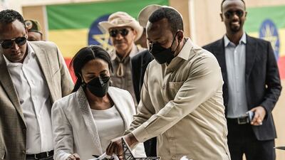 Ethiopia's Prime Minister Abiy Ahmed at a ceremony to mark the start of power generation from the Grand Ethiopian Renaissance Dam. AFP