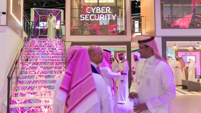 Visitors from the Kingdom at the Saudi Telecom booth. Reem Mohammed / The National