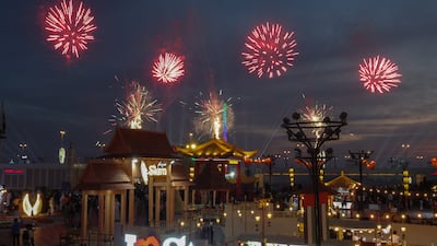 Fireworks at the Sheikh Zayed Festival in Al Wathba, Abu Dhabi, during the evening of December 31. Victor Besa / The National