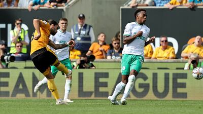 Ruben Neves puts Wolves into the lead against Newcastle. Getty