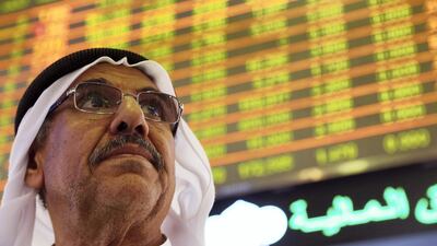 Dubai, Jan 08, 2018: A trader monitors the screen at the Dubai Financial Market in Dubai. Satish Kumar for the National
