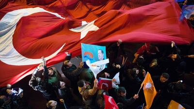 Supporters of the Justice and Development Party (AKP) celebrate the result of the Turkish general election in Istanbul, Turkey. Kerem Uzel / Bloomberg