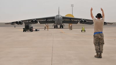 A US Air Force B-52 bomber arrives at Al Udeid Air Base, Qatar REUTERS/US Air Force
