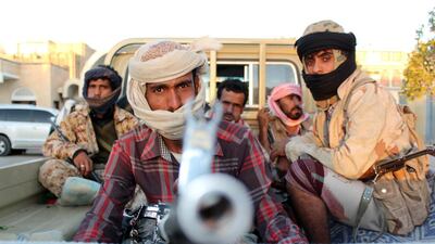 Pro-government fighters in Ataq, the capital of Yemen’s Shabwa province, on December 21, 2015. Saleh Al Obeidi / AFP