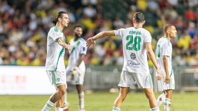 Roger Ibanez of Al Ahli after scoring against Al Nassr. Getty Images