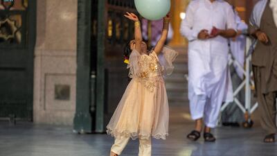 Children in Eid clothes in Madinah
