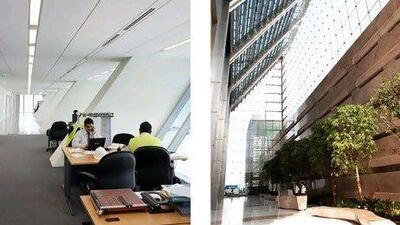 Sowwah Square, the new central business district in Abu Dhabi on Sowwah Island, is progressing with its development after a year's delay and is starting to receive its first tenants. ( DELORES JOHNSON / The National )