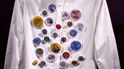 One of the unique shirts created for “Tribute to the Karl Lagerfeld: The White Shirt Project”. Getty