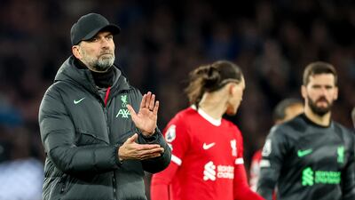 Liverpool manager Jurgen Klopp at the end of the defeat to Everton at Goodison Park. EPA