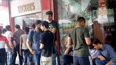 Die-hard fans of Salman Khan at Batra Cinema in South Delhi when the movie was released on Friday. Amrit Dhillon for The National