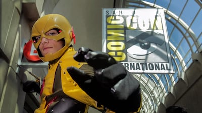 Ryan Schmidt, 14, of North Carolina, cosplays as Reverse-Flash from the TV show Flash during Comic-Con 2017. Bill Wechter / AFP
