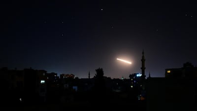 Light in the sky is seen in Damascus, Syria. Reuters