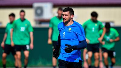 Australia's goalkeeper Mathew Ryan in action in training. Nelson Almeida / AFP