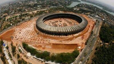 Renovation work at Magalhaes Pinto soccer stadium, also known as Minerao stadium, that will be used in the 2014 FIFA World Cup. Reuters