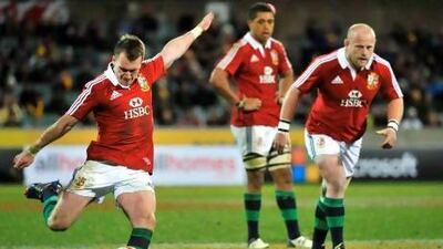 Stuart Hogg, left, scored two penalties for the British & Irish Lions.