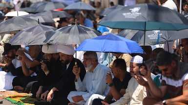 Supporters of Iraqi cleric Muqtada Al Sadr during prayers in Baghdad. AFP
