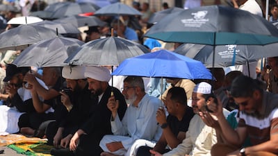 Supporters of Iraqi cleric Muqtada Al Sadr during prayers in Baghdad. AFP