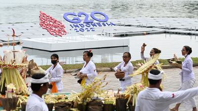 Hindus join the Melaspas and Mecaru rituals ahead of the G20 meeting. Reuters