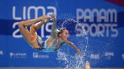 The United States competes in the team free artistic swimming finals at the Aquatic Center of Villa Deportiva Nacional on Day 5 of Lima 2019 Pan American Games in Lima, Peru. Getty Images
